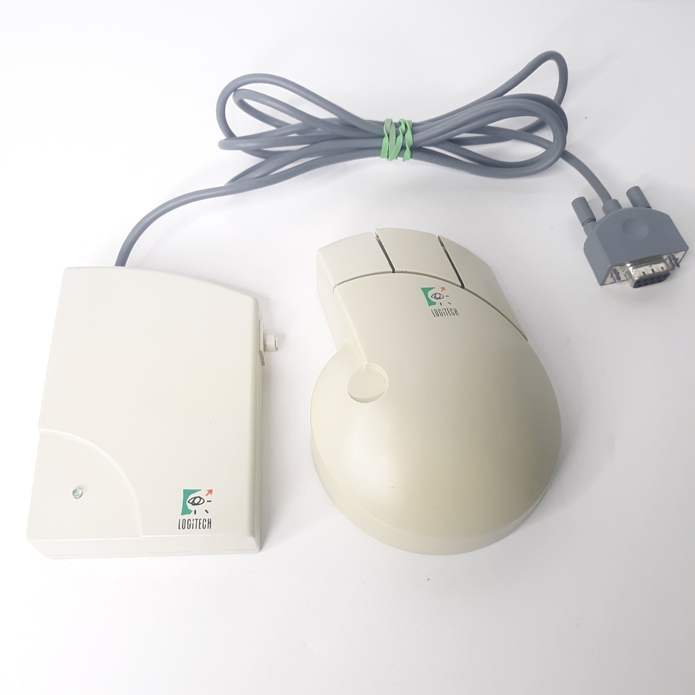 Rare 1990 Vintage Logitech Cordless Radio Mouse Mouseman w/ Receiver M-RA12No
